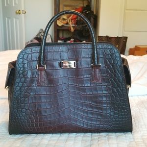 Michael Kors Plum Croc-Embossed Gia Satchel